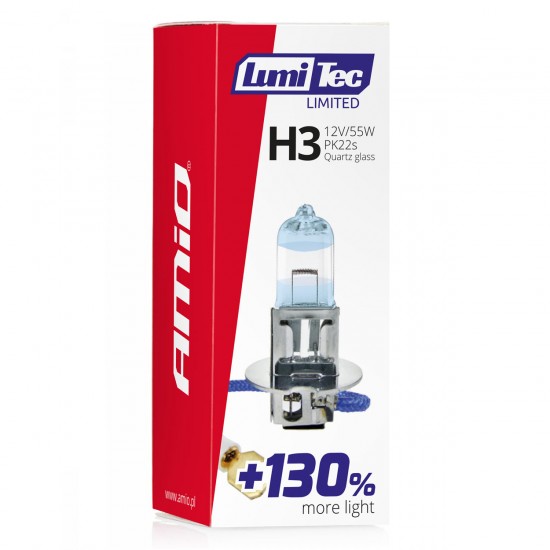 H3 12V 55W PK22s LUMITEC LIMITED +130%  UP TO 40m AMIO - 1 ΤΕΜ. Λάμπες