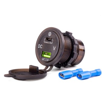 ΠΡΙΖΑ ΜΕ 2 ΘΥΡΕΣ USB ΚΑΙ ΨΗΦΙΑΚΟ ΒΟΛΤΟΜΕΤΡΟ ΜΕ ΚΑΠΑΚΙ ΜΑΥΡΗ 12/24V 5-12V 3.0A QUICK CHARGER MOD-07 AMIO - 1 ΤΕΜ.