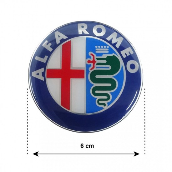 ALFA ROMEO ΑΥΤΟΚΟΛΛΗΤΑ ΣΗΜΑΤΑ ΖΑΝΤΩΝ 6 CM ΜΠΛΕ - ΧΡΩΜΙΟ ΜΕ ΕΠΙΚΑΛΥΨΗ ΣΜΑΛΤΟΥ 4 ΤΕΜ. Alfa Romeo