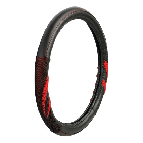 ΚΑΛΥΜΜΑ ΤΙΜΟΝΙΟΥ SUZUKA (M) 37/39cm ΔΕΡΜΑΤΙΝΗ ΜΑΥΡΟ/ΚΟΚΚΙΝΟ ΑΟΣΜΟ ECO-FRIENDLY 