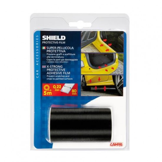 Αυτοκόλλητη Ταινία SHIEL D προστασίας απο γρατσουνιές 80mmX500cm Βούρτσας Μαύρη Προστασία Πόρτας