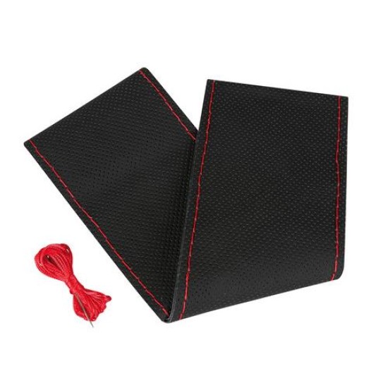 ΡΑΦΤΟ ΚΑΛΥΜΜΑ ΤΙΜΟΝΙΟΥ ΔΙΑΤΡΗΤΟ ΔΕΡΜΑΤΙΝΟ PREMIUM PERFORATED ΜΑΥΡΟ ΜΕ ΚΟΚΚΙΝΗ ΡΑΦΗ Καλύμματα Τιμονιού