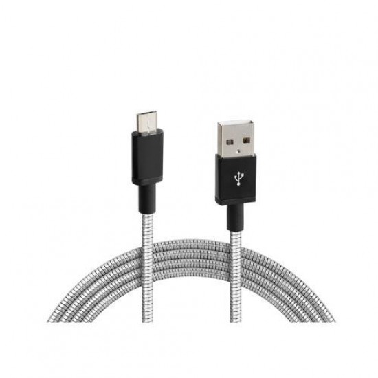ΚΑΛΩΔΙΟ USB ΦΟΡΤΙΣΗΣ & ΣΥΓΧΡΟΝΙΣΜΟΥ IRON SILVER LINE - MICRO USB (100 cm) Καλώδια
