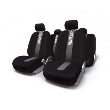 ΚΑΛΥΜΜΑΤΑ ΚΑΘΙΣΜΑΤΩΝ ΑΥΤΟΚΙΝΗΤΟΥ SPARCO ΠΟΛΥΕΣΤΕΡΙΚΑ ΜΑΥΡΟ ΓΚΡΙ ΣΕΤ - 4 ΤΕΜ.
