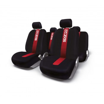 ΚΑΛΥΜΜΑΤΑ ΚΑΘΙΣΜΑΤΩΝ ΑΥΤΟΚΙΝΗΤΟΥ SPARCO ΠΟΛΥΕΣΤΕΡΙΚΑ ΜΑΥΡΟ ΚΟΚΚΙΝΟ ΣΕΤ - 4 ΤΕΜ.