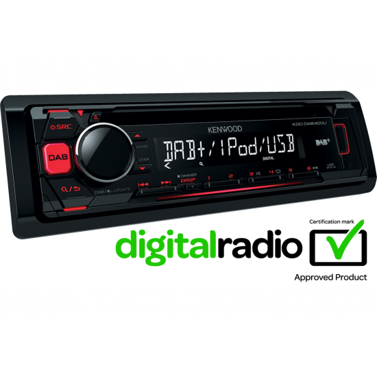 Kenwood KDC-DAB400U CD-Receiver with DAB+ tuner Built-in Radio CD / USB / BT 