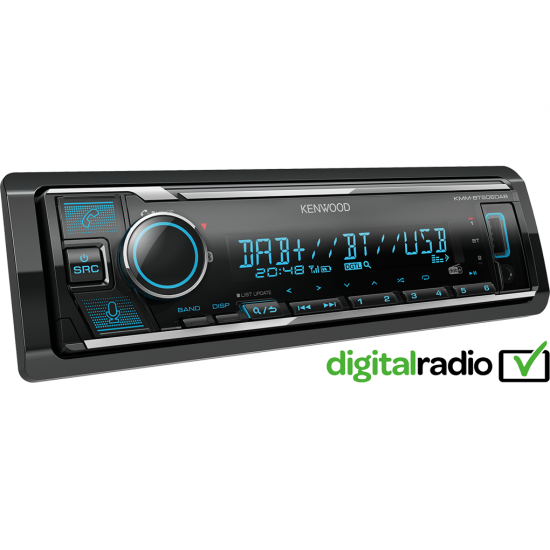 Kenwood KMM-BT506DAB Digital Media Receiver with Bluetooth & Digital Radio DAB+ built-in. Radio CD / USB / BT 